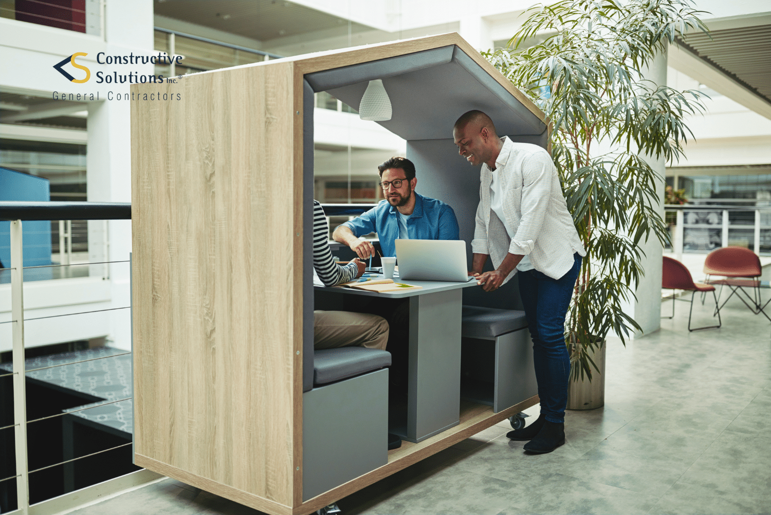 working pods in an office